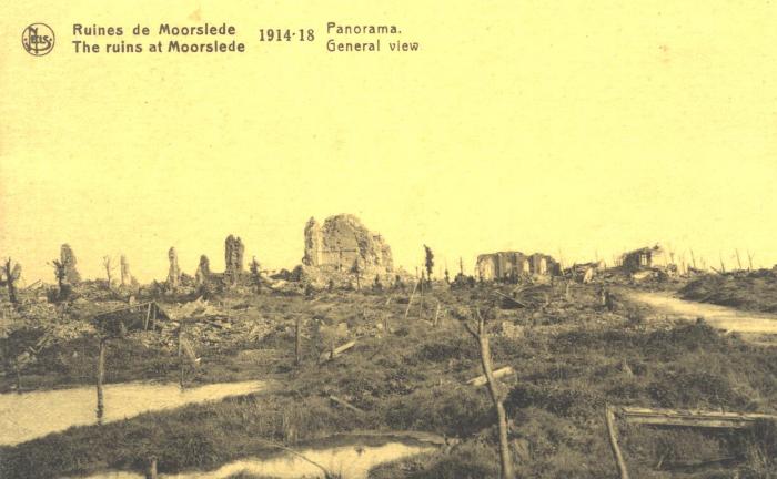 Panorama ruïnes van Moorslede, 1914-18