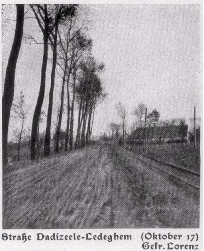 Straat in Dadizele-Ledegem, oktober 1917
