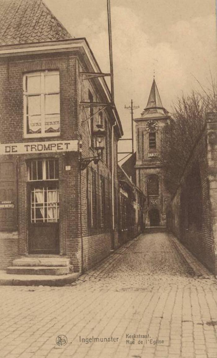 Café De Trompet in de Stationsstraat, Ingelmunster, ca 1910