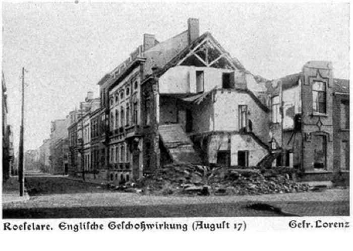 Effect van Engelse beschieting, Roeselare, augustus 1917