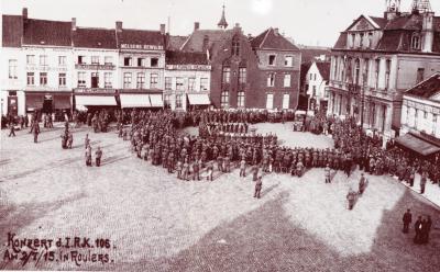 Concert met Duitse militaire muziekkapel Grote Markt, Roeselare 2 juli 1915