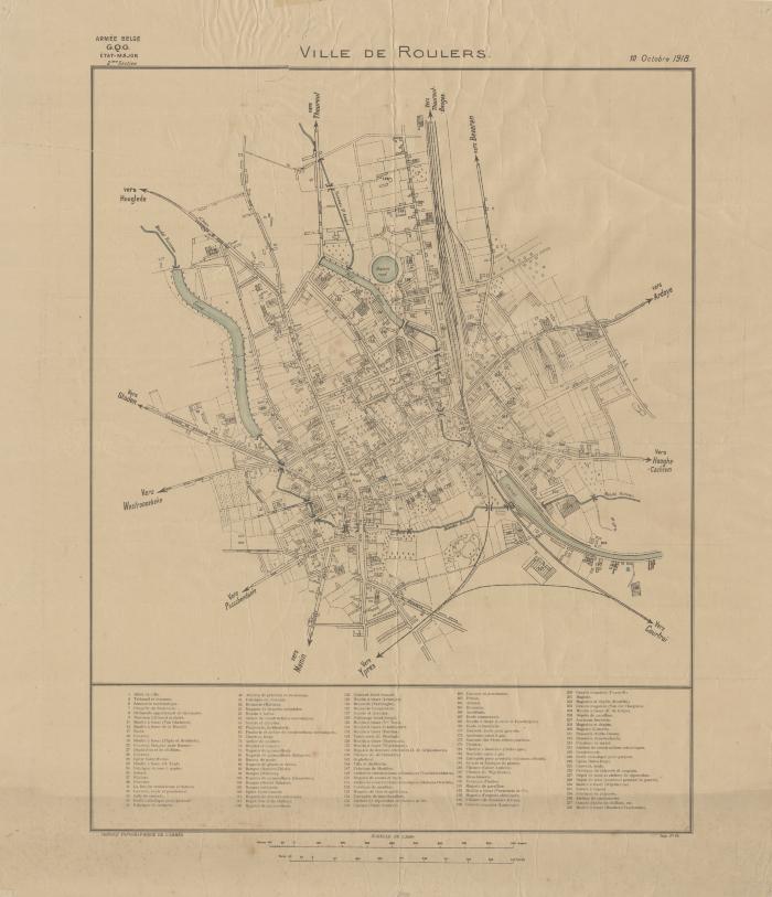 Kaart van Roeselare, 1918