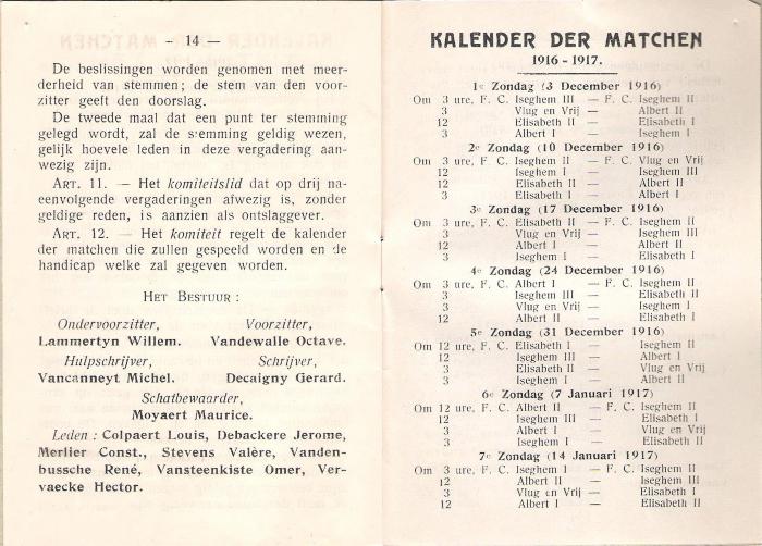 'Kalender der matchen' 1916-1917
