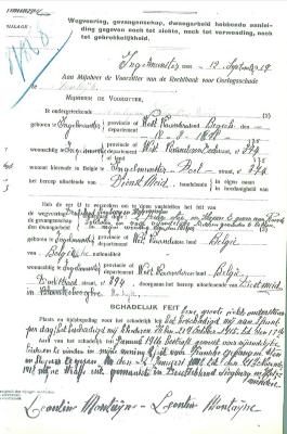 Document in verband met gevangenschap van Léontine Monteyne tijdens WOI.