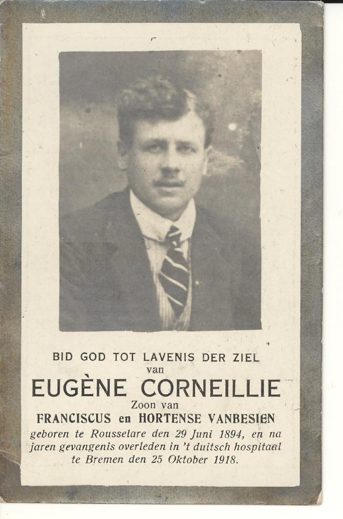 Bidprentje Eugène Corneillie, 1918