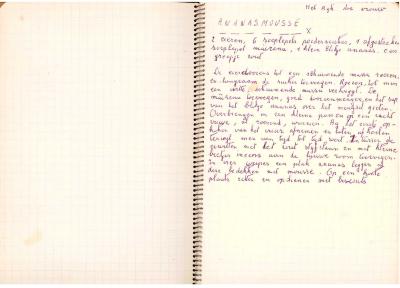 Schriftje met recepten, ca 1970