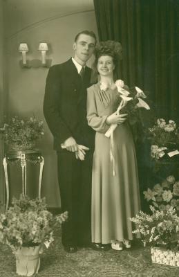 Huwelijksfoto Achiel De Forche en Marie-Jeanne Vanhaverbeke