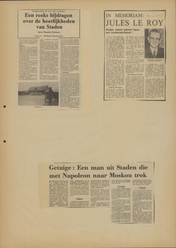 Krantenartikels, februari 1973