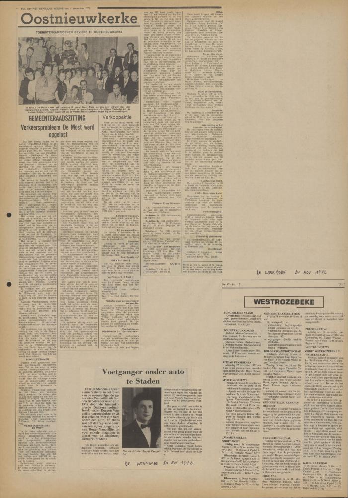 Het Wekelijks Nieuws, 1 december 1972
De Weekbode, 24 november 1972