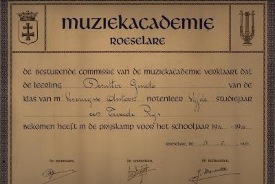 Tweede prijs muziekacademie 1953