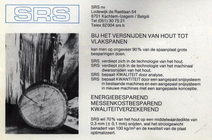 Publiciteit van SRS, Izegem, +/- 1985  