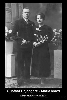 DE JAEGERE Gustavus Leo Paulus en MAES Maria Julia, Ingelmunster, 1936
