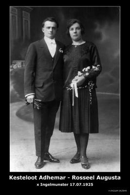 Kesteloot Audomarus Josef en Rosseel Augusta Maria, Ingelmunster, 1925
