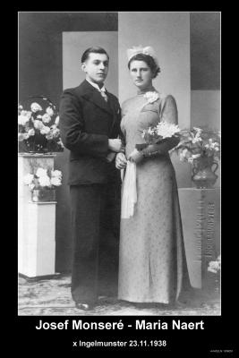 MONSERÉ Josef Emiel en NAERT Maria Julia Augusta, Ingelmunster, 1938

