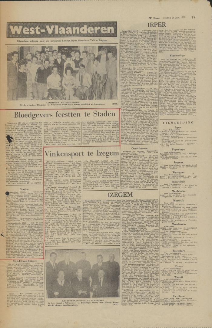 Krantenartikels, 28 juni 1968