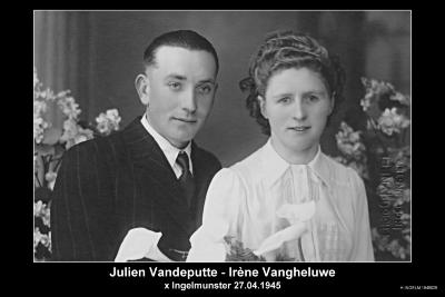 Vandeputte Juliaan en Vangheluwe Irena,  Ingelmunster, 1945. 
