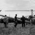 Wereldkampioenschap wielrennen: helikopter in weide, Moorslede 1950