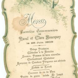 Franstalige menukaart 1903