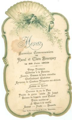 Franstalige menukaart 1903