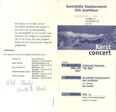 Kerstconcert van de Koninklijke stadsharmonie en het Sint Jozefskoor, 1997