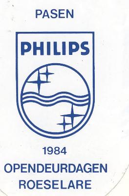 Sticker voor de opendeurdagen bij Philips Roeselare op Pasen 1984