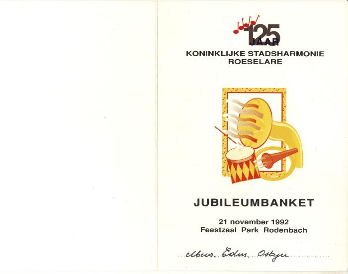 125 jaar Koninklijke stadsharmonie Roeselare, jubileumbanket 1992