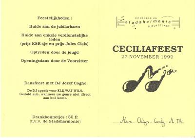 Koninklijke stadsharmonie Roeselare, Ceciliafeest 1999