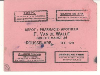 Promotiemateriaal Apotheek Van de Walle , Roeselare