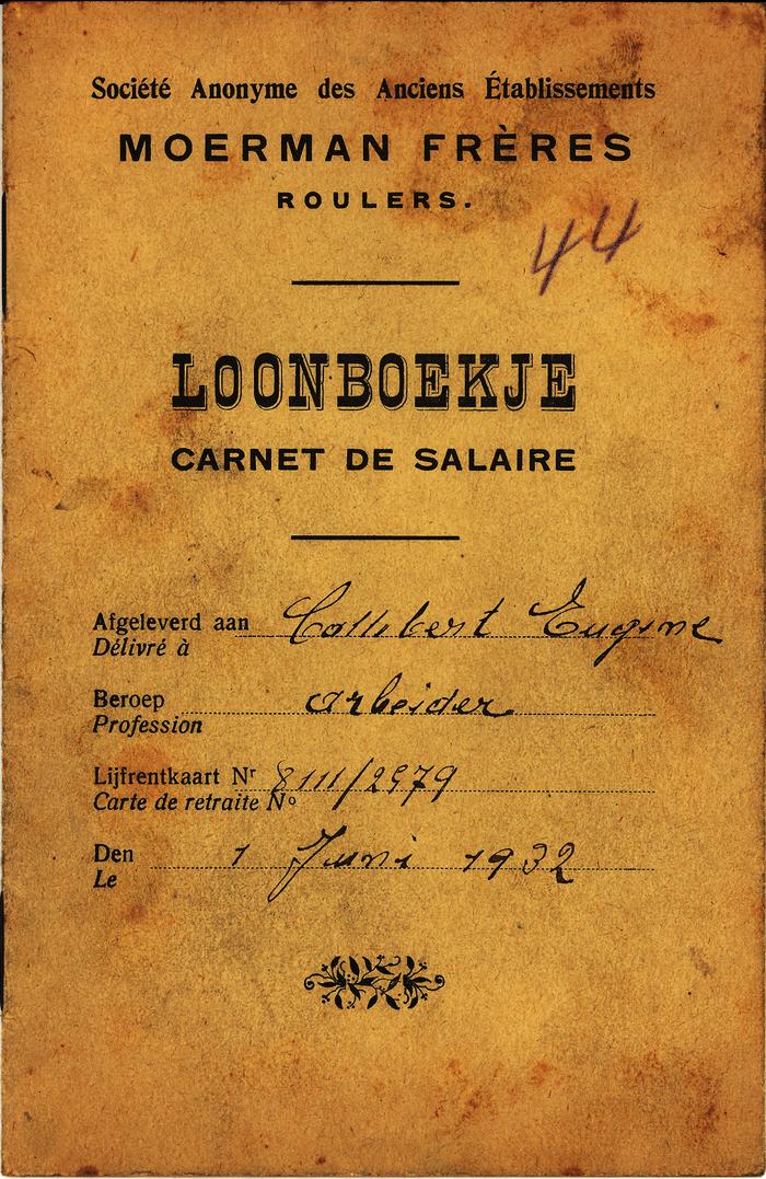 Loonboekje van SA Moerman Frères,1932,  Roeselare