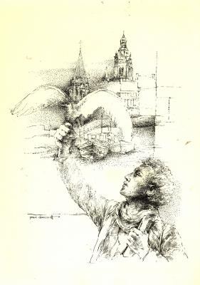 Pentekening van Albrecht Rodenbach - standbeeld van bekende Vlaamse dichter, Roeselare, 1856-80, 