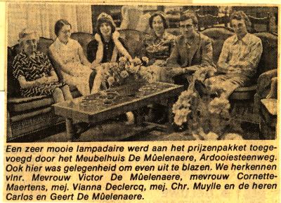 Prijs Meubelhuis de Mûelenaere voor batjesprinsesverkiezingen 1974