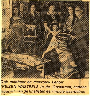 Prijs reizen Wasteels voor batjesprinsessen 1974