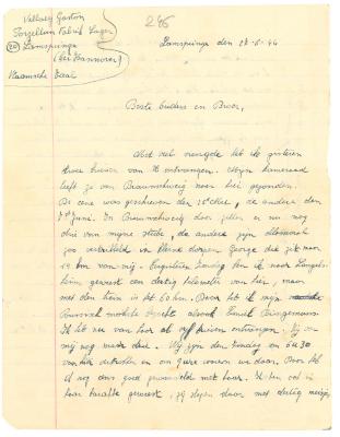 Brief van Gaston Vallaey aan ouders, Lamspringe 27 juni 1944