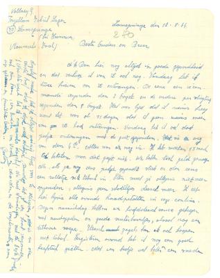 Brief van Gaston Vallaey aan ouders, Lamspringe 17 augustus 1944