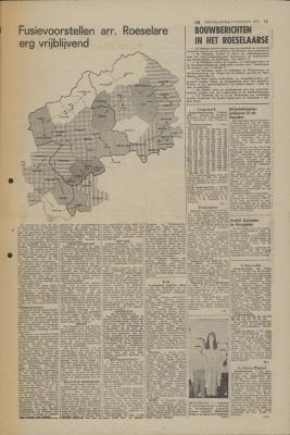 Krantenartikel Fusievoorstellen arr. Roeselare, 3-4 november 1973