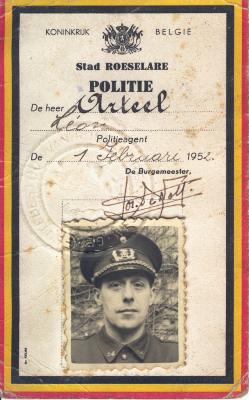 Politiekaart en rijbewijs Leon Arteel, 1952