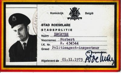 Dienstkaart Nobert Degryse, 1973
