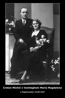 Huwelijk Michiel Creton - Maria Magdalena Vantieghem, Ingelmunster, 1937
