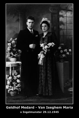 Huwelijk Medard Josef Geldhof - Maria Anna Van Iseghem, Ingelmunster, 1945