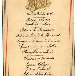 Franstalige menukaart 1896