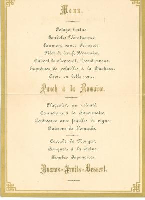 Franstalige menukaart 1892