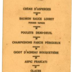 Franstalige menukaart 1926
