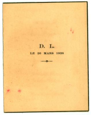 Franstalige menukaart 1938