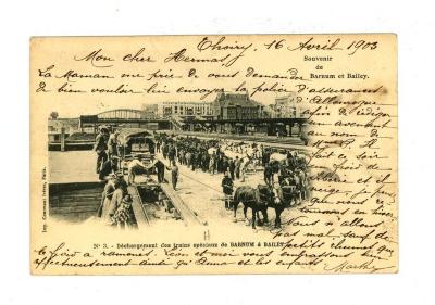 Postkaarten met treinen van Barnum en Bailey circus