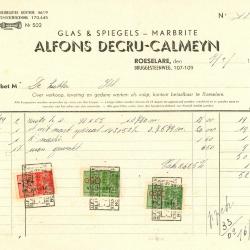 Factuur van Alfons Decru-Calmeyn , Roeselare, 1939 