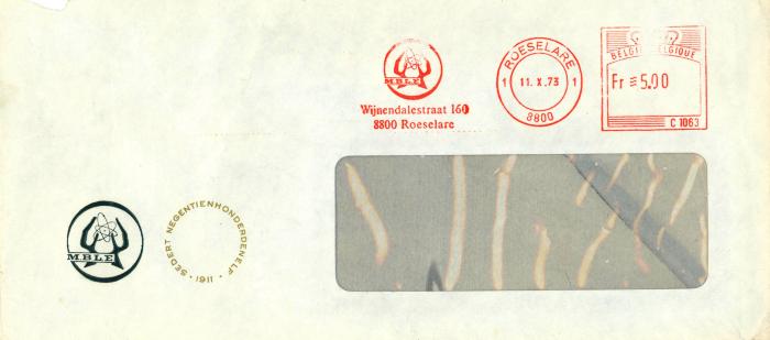 Briefomslag MBLE, Roeselare, 1973