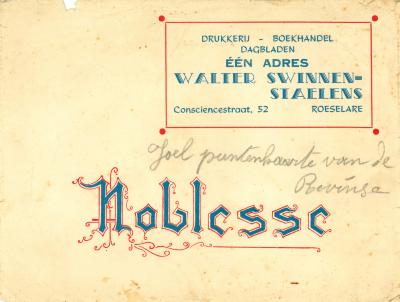 Briefomslag Walter Swinnen- Staelens, Roeselare