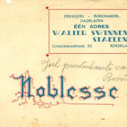 Briefomslag Walter Swinnen- Staelens, Roeselare