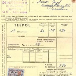 Factuur NV Belgian Shell Cy, Roeselare , 1956