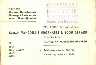 Promotiemateriaal Gustaaf Vancoillie-Hoornaert, Roeselare Beveren